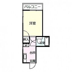 第1上田尾ビル 1DKの間取図画像