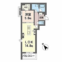 JR山陽本線 広島駅 徒歩17分の賃貸マンション 3階1LDKの間取り