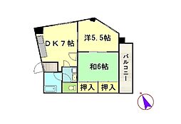 東宝ビル 2DKの間取図画像