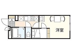 レオパレス有朋 1階1Kの間取り