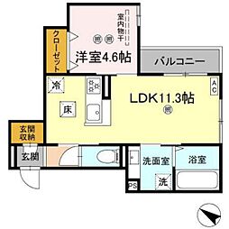 campanella江波二本松 1LDKの間取図画像