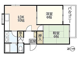 レジデンスメイ 1階2LDKの間取り