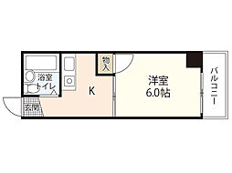 AXA舟入通り 1Kの間取図画像