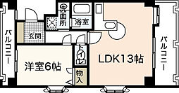 井口台フラッツ2 1LDKの間取図画像