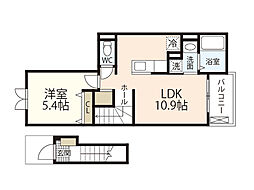カーサ　クラベール 2階1LDKの間取り