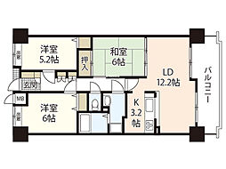 JR山陽本線 向洋駅 徒歩9分の賃貸マンション 7階3LDKの間取り