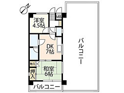ダイアパレス庚午中 2DKの間取図画像