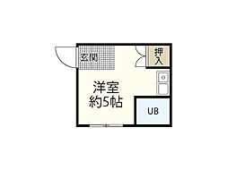 Ｍビル（宇品神田） 1階ワンルームの間取り