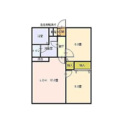 サニーハイツ洋光台 2階2LDKの間取り