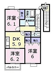 イーストヒルズ 3DKの間取図画像