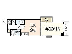コーポ西縮景園 8階1DKの間取り