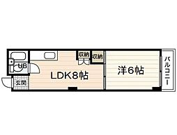 WASHU三篠北町ビル 1LDKの間取図画像