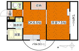 青木ビル 1DKの間取図画像