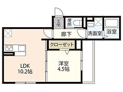 Jブルー翠2 1LDKの間取図画像