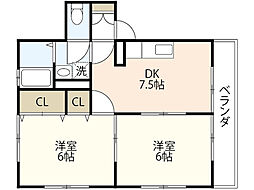 エステートみなみ 2DKの間取図画像