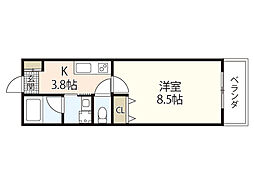 RIDERE廿日市 1Kの間取図画像
