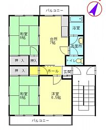 コーポ中村 3DKの間取図画像