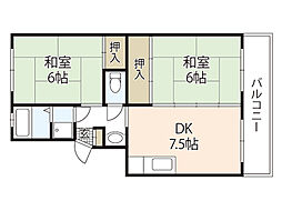 しづマンション 2DKの間取図画像