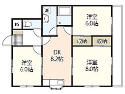 メゾンイデ1 3DKの間取図画像