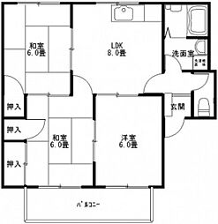 ソレアード東野A 3LDKの間取図画像
