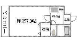 サンヒルズ古市 1Kの間取図画像
