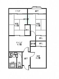 広島畳材安古市ビル 3DKの間取図画像