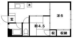 川口道場ビル 2DKの間取図画像