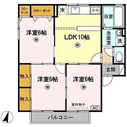 T・ビレッジB 3LDKの間取図画像