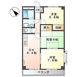メイプルハウス 3DKの間取図画像