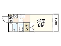 セジュール久保田B 1Kの間取図画像