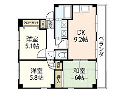 ラ・プラージュ屋代 3DKの間取図画像