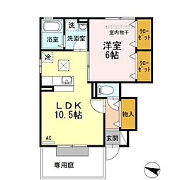 メゾンドヴェール 1LDKの間取図画像
