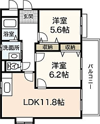 リベラルファミリア 2LDKの間取図画像