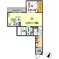 D-Axis旭 A棟 1LDKの間取図画像