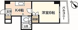 ボー・ソレイユ沖 1Kの間取図画像