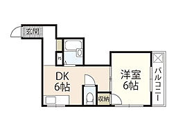 山田ビル 1DKの間取図画像
