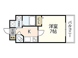 オリオリシティ6 1Kの間取図画像