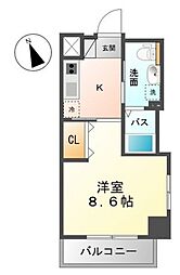 サンライズ昭和 1Kの間取図画像