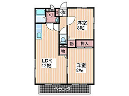 辻コーポ2 2LDKの間取図画像