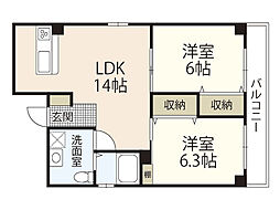 ボイスビル6 2LDKの間取図画像