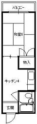 山品ビル 1Kの間取図画像