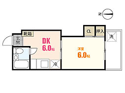中田ビル西原 1DKの間取図画像