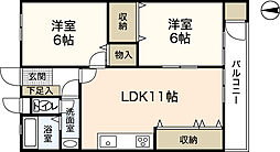 アルル屋代 2LDKの間取図画像