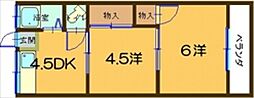 旭ケ丘ビル 2DKの間取図画像