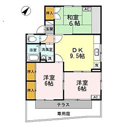 フィアホイザー2 3DKの間取図画像