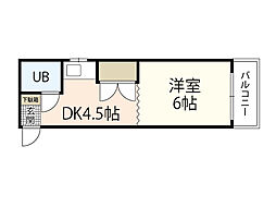 東雲コーポ 1DKの間取図画像