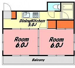 マンションヒロ 2DKの間取図画像