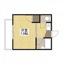 サバービア山根 1Kの間取図画像