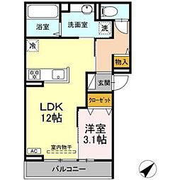 D-room南小路 1LDKの間取図画像
