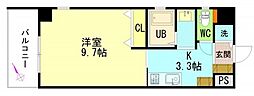 エルク中央 1Kの間取図画像
